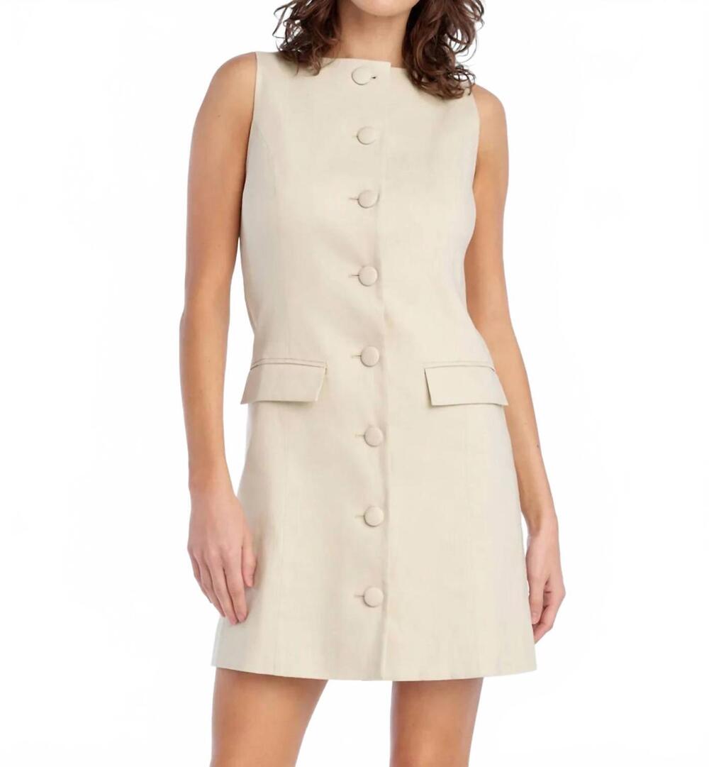 NEW FAVORITE DAUGHTER cece linen dress in light khaki